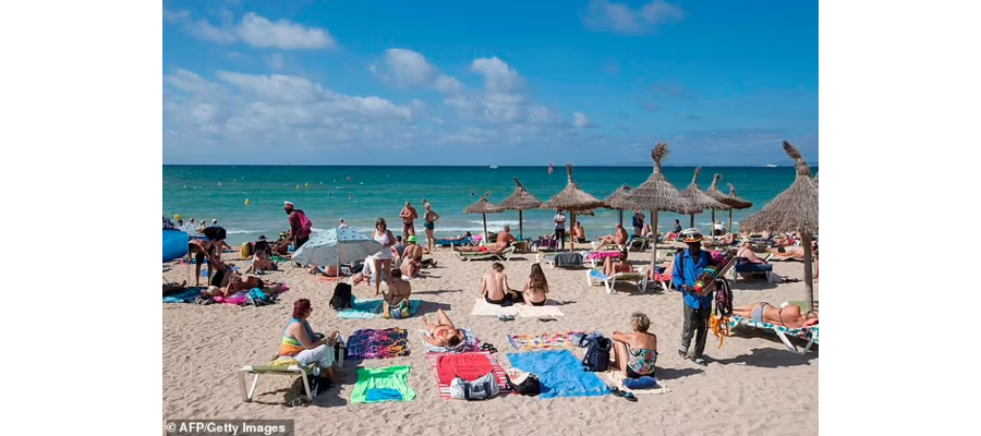 Tourists are fighting for the best spots at the beach with parasols